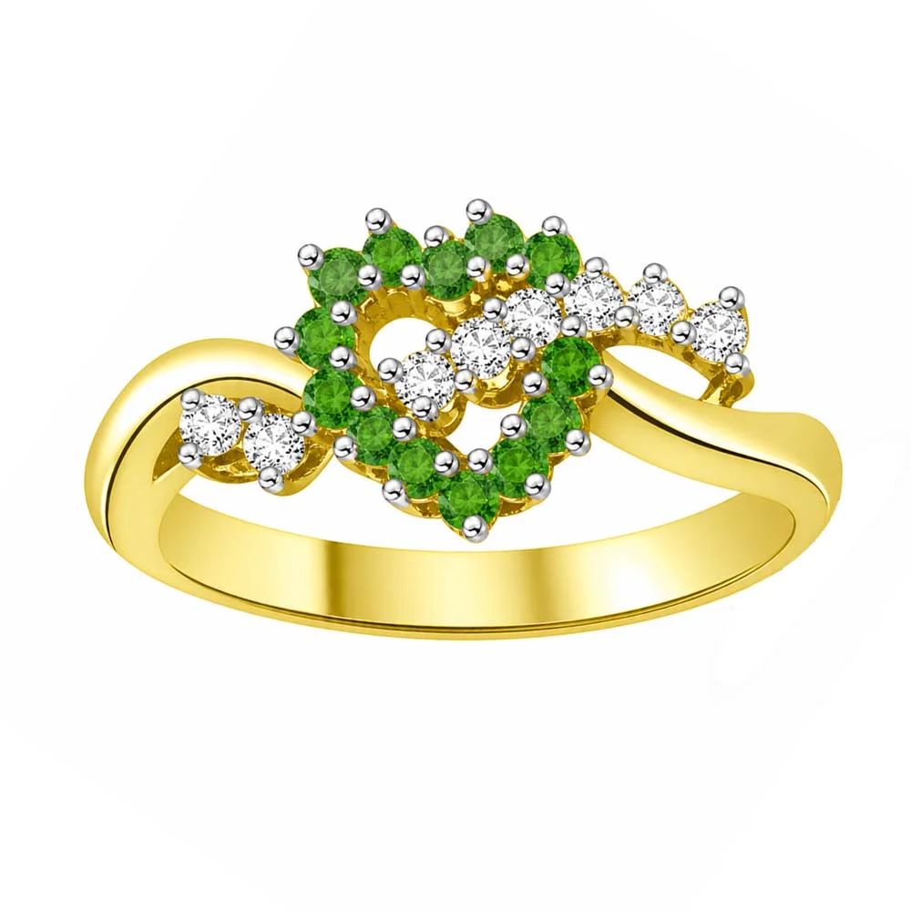 0.64cts Heart Shaped Real Diamond & Emerald Ring (SDR1475)