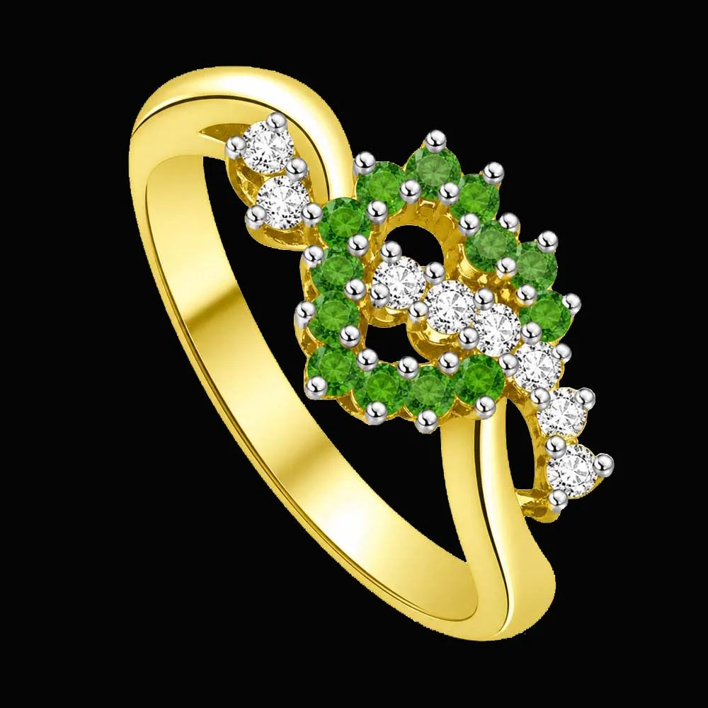 0.64cts Heart Shaped Real Diamond & Emerald Ring (SDR1475)