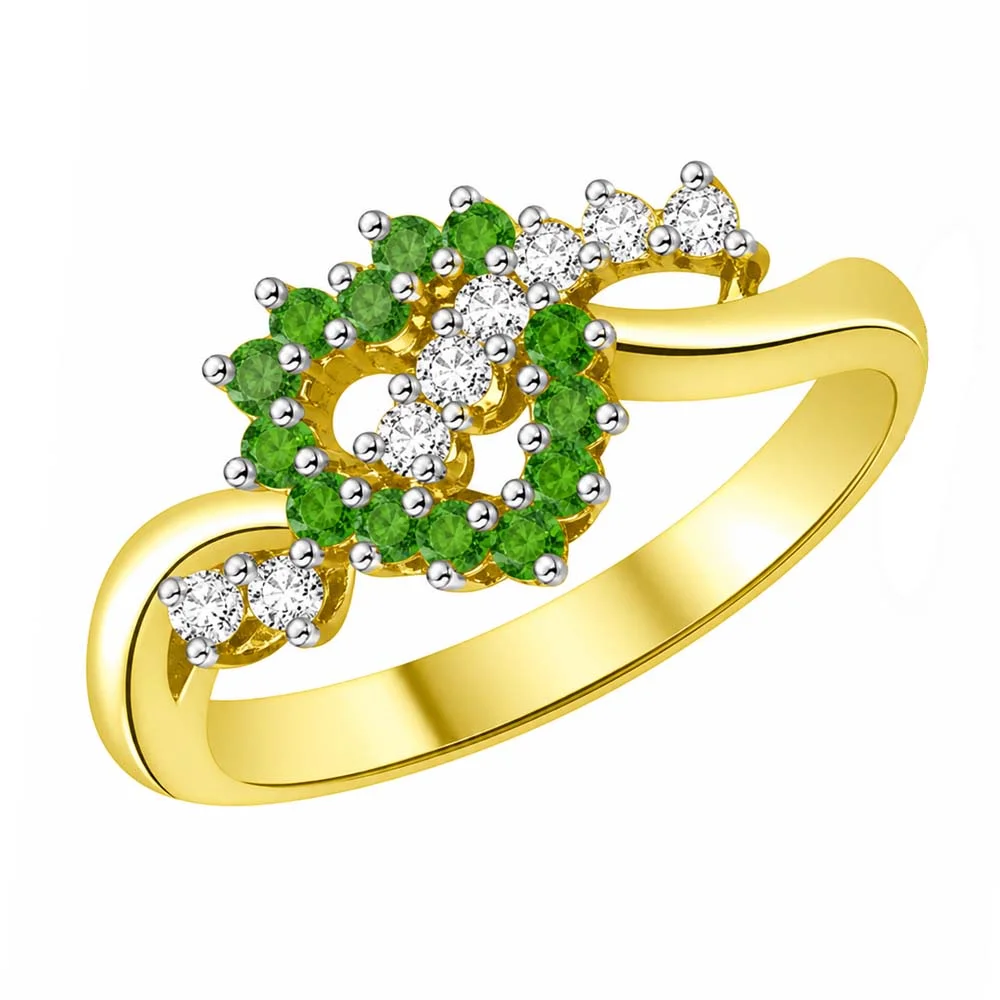 0.64cts Heart Shaped Real Diamond & Emerald Ring (SDR1475)