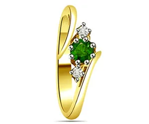0.21 cts Diamond & Emerald rings -Diamond & Emerald