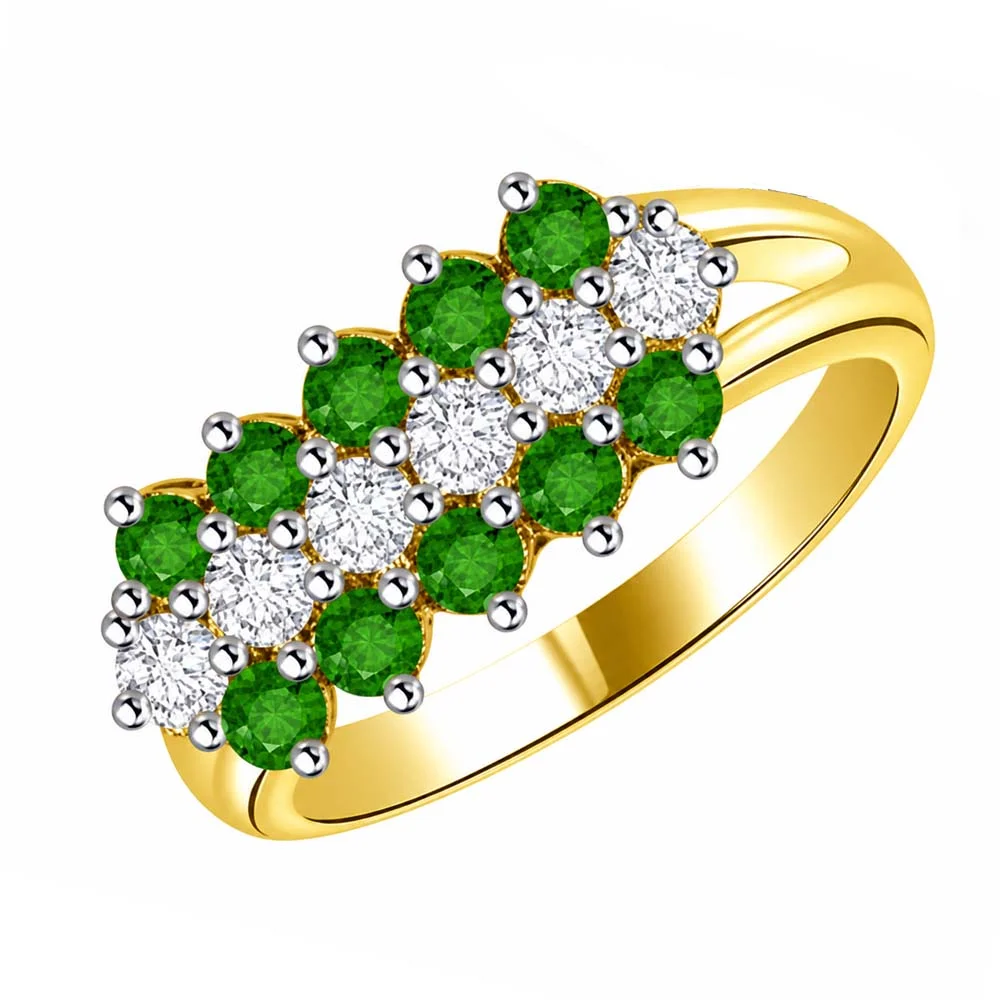0.58cts Real Diamond & Emerald Ring (SDR1478)