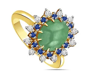 1.14cts Real Diamond, Emerald & Sapphire Ring (SDR1481)