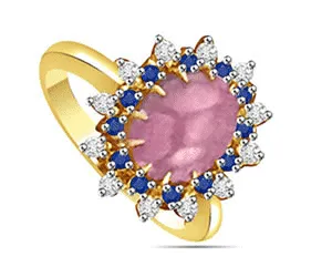 1.24cts Real Diamond Ruby & Sapphire Ring (SDR1482)