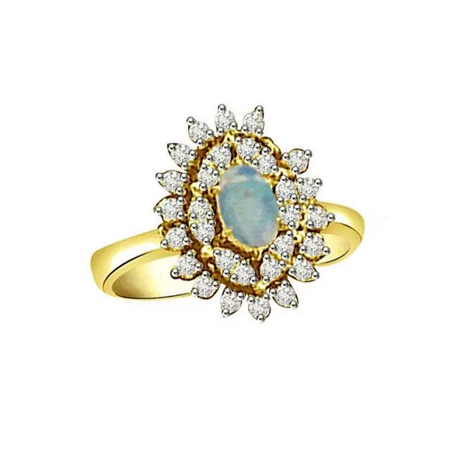 1.30 cts Diamond & Opal Stone rings -Gemstone & Diamond
