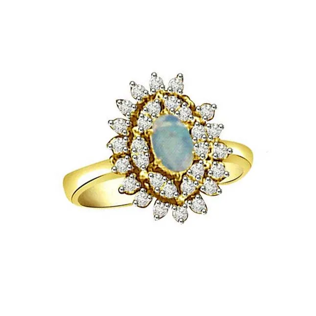 1.30cts Real Diamond & Opal Stone Ring (SDR1484)