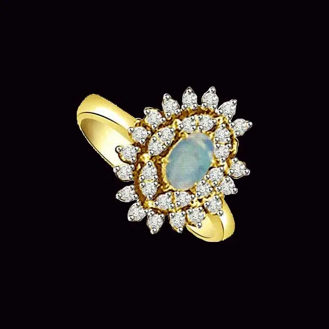 1.30cts Real Diamond & Opal Stone Ring (SDR1484)