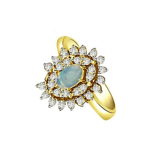 1.30cts Real Diamond & Opal Stone Ring (SDR1484)