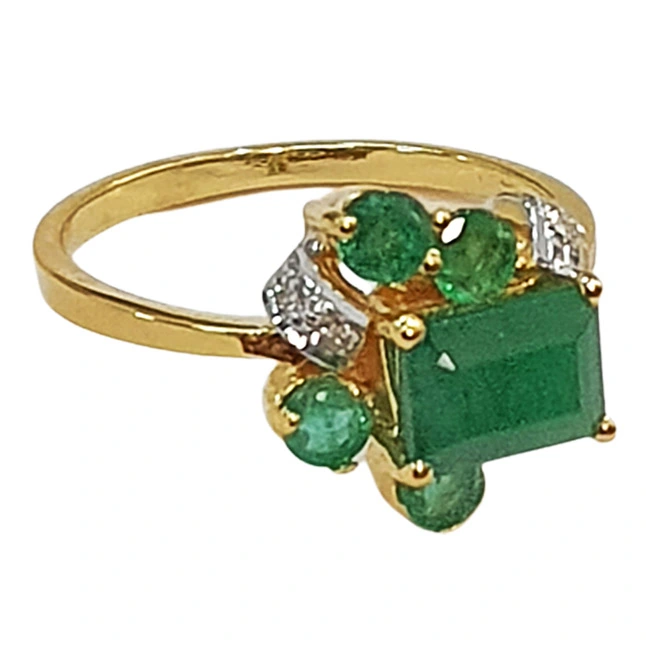 1.24cts Real Diamond & Emerald Ring (SDR1489)