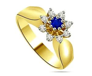 0.27cts Flower Shaped Diamond & Sapphire rings