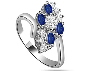 0.37cts White Gold Real Diamond & Sapphire Ring (SDR1560)