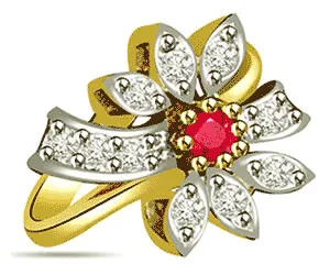 0.30 cts Flower Shaped Diamond & Ruby rings