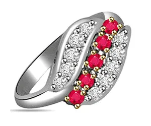 0.50cts White Gold Real Diamond & Ruby Ring (SDR1574)