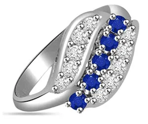 0.55cts White Gold Real Diamond & Sapphire Ring (SDR1579)