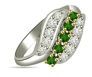 0.55 cts White Gold Diamond & Emerald rings