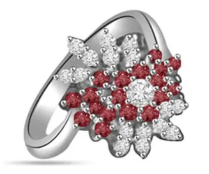 1.11cts White Gold Real Diamond & Ruby Ring (SDR1581)