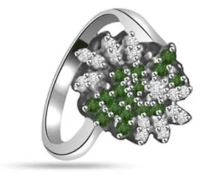1.11 cts White Gold Diamond & Emerald rings