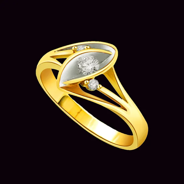 0.10cts 3 Real Diamond Two Tone Ring (SDR1589)
