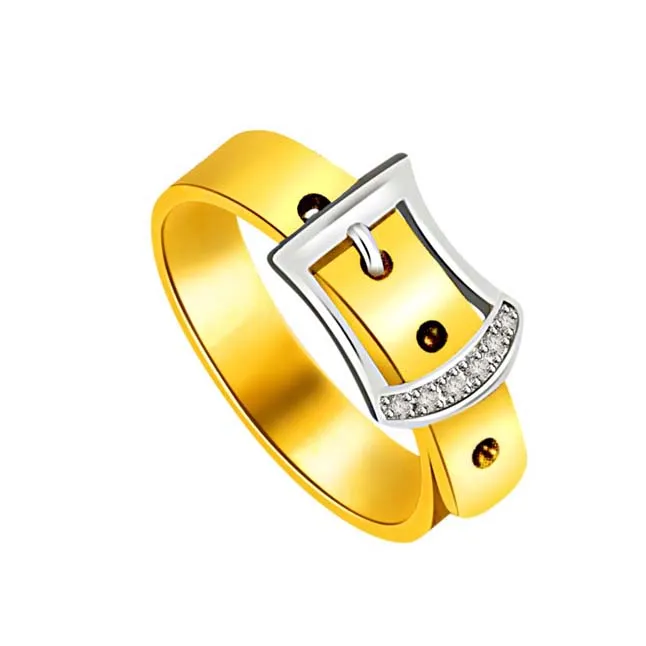 Gold Belt With Real Diamond Buckle Two Tone Ring (SDR1593)