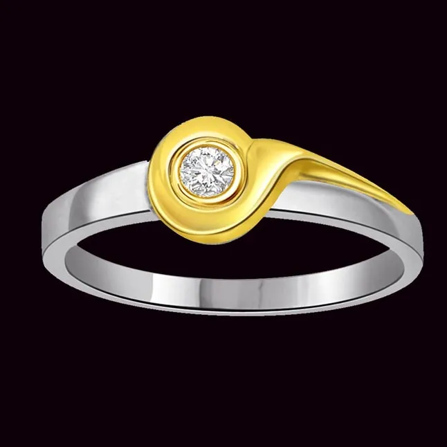0.05 cts Diamond Solitaire Two Tone 18K rings