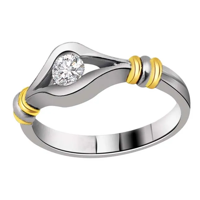 0.08 cts Diamond Solitaire Two Tone rings