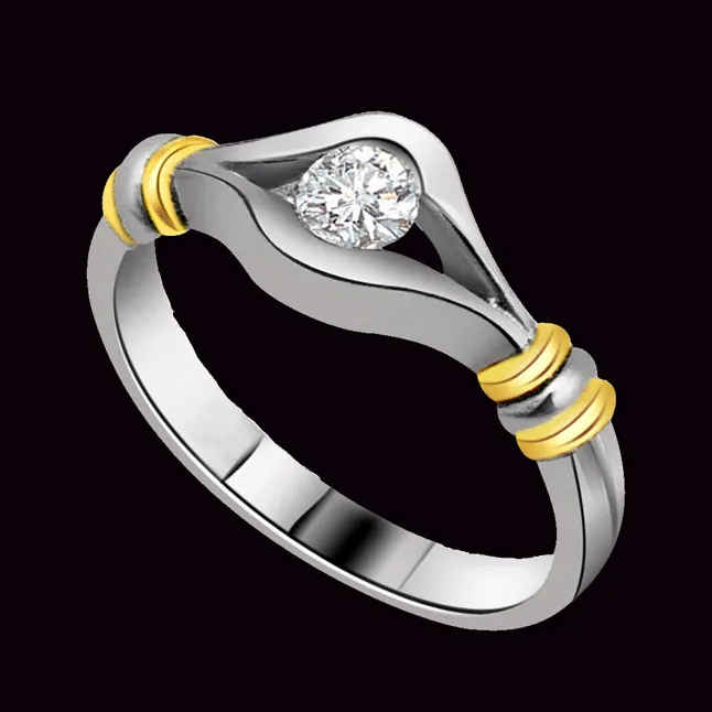 0.08cts Real Diamond Solitaire Two Tone Ring (SDR1603)