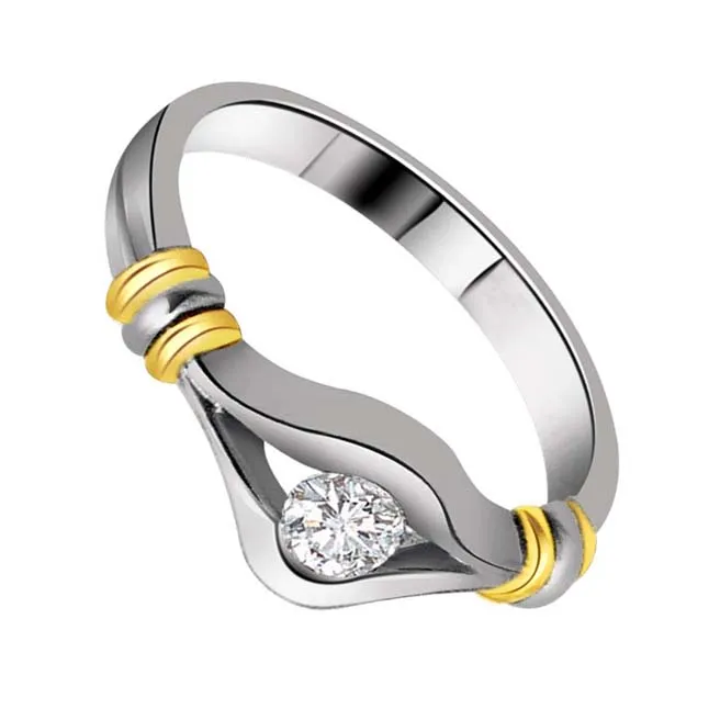 0.08cts Real Diamond Solitaire Two Tone Ring (SDR1603)