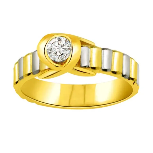 0.05cts Real Diamond Solitaire Two Tone 18K Gold Ring (SDR1605)