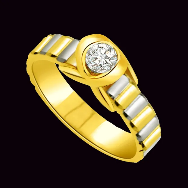 0.05cts Real Diamond Solitaire Two Tone 18K Gold Ring (SDR1605)