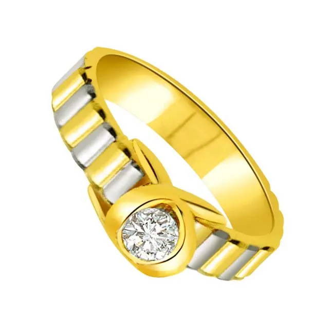 0.05 cts Diamond Solitaire Two Tone 18K Gold rings