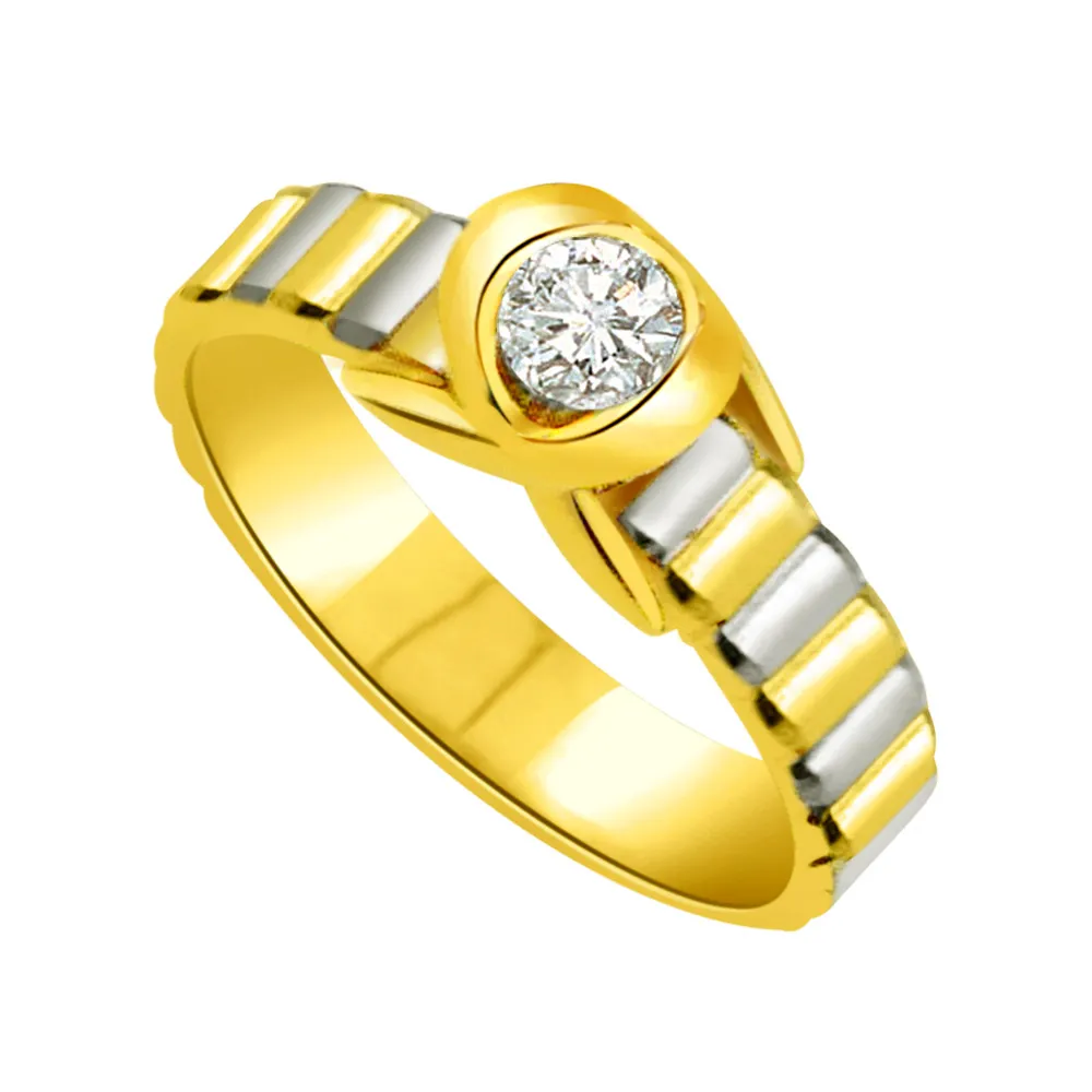 0.05 cts Diamond Solitaire Two Tone 18K Gold rings