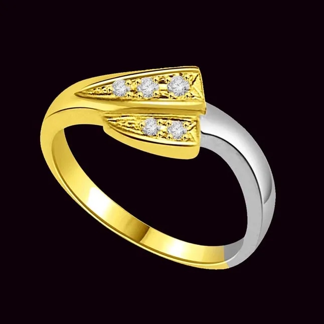 0.05 cts Diamond Two Tone 18K rings -White Yellow Gold rings
