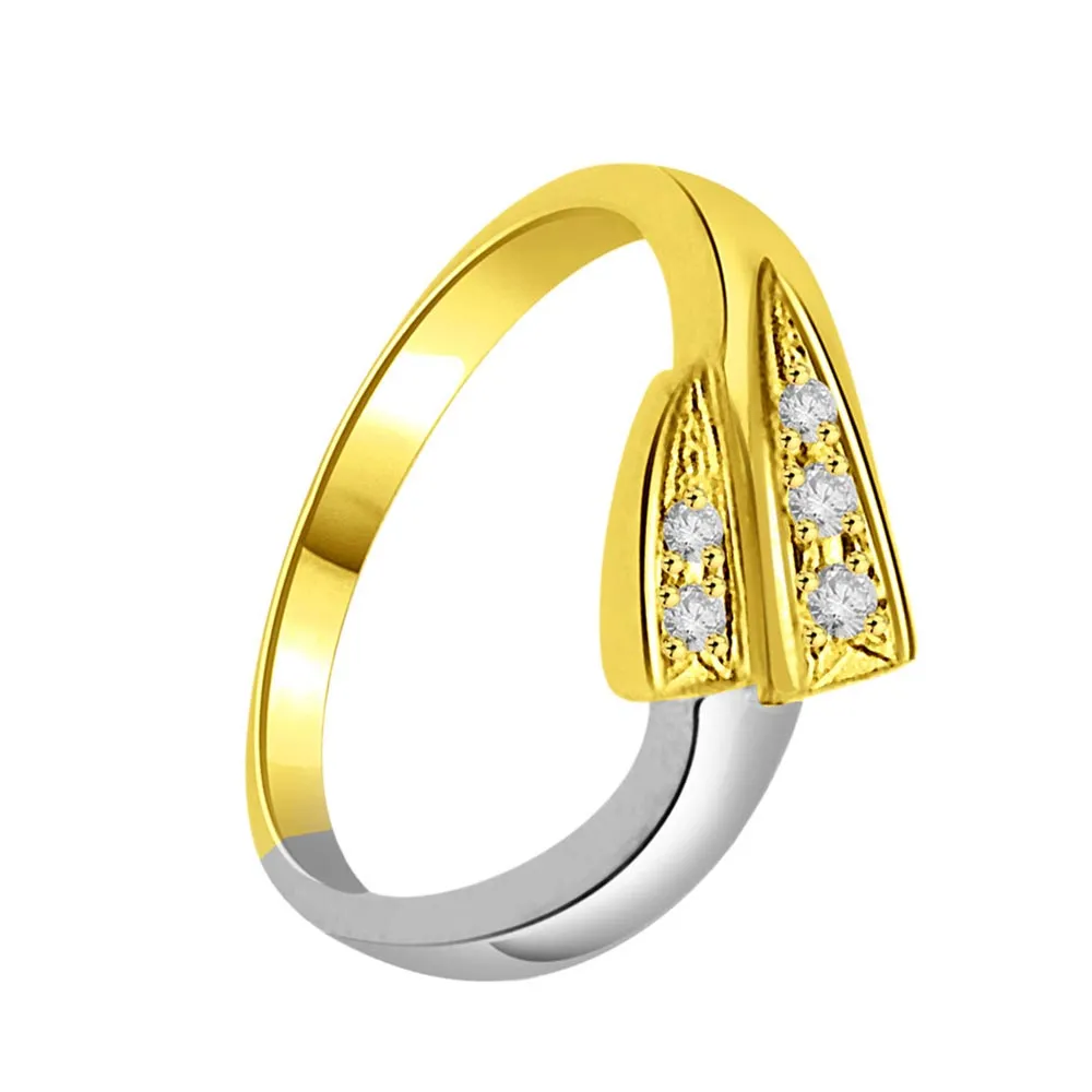 0.05 cts Diamond Two Tone 18K rings -White Yellow Gold rings