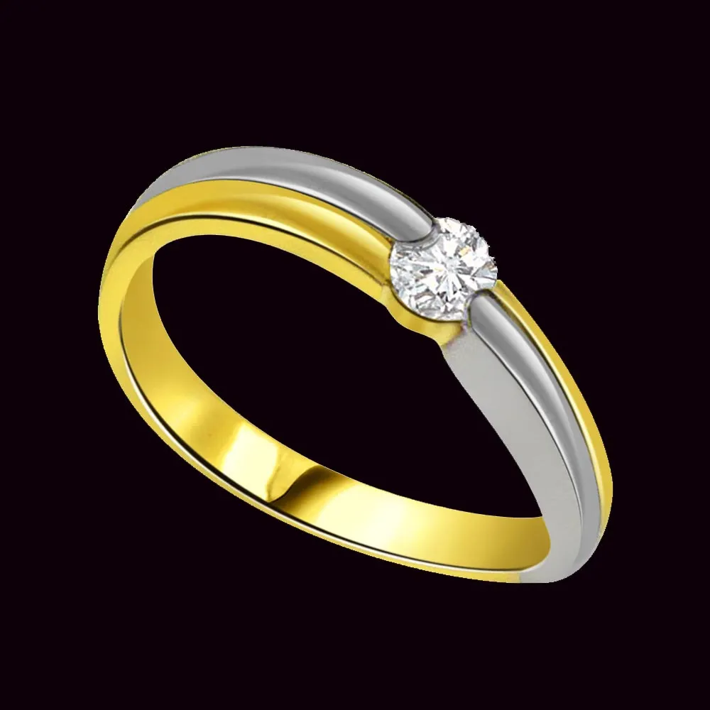 0.08 cts Two Tone 18K Diamond Solitaire rings