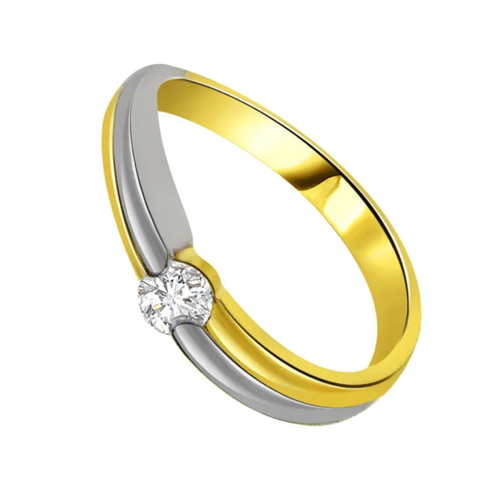 0.08 cts Two Tone 18K Diamond Solitaire rings