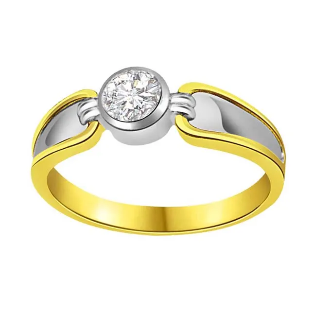 0.08cts Two Tone Real Diamond Solitaire 18K Engagement Ring (SDR1611)