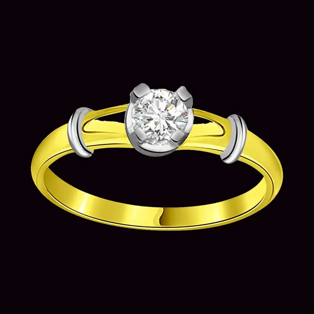 0.15cts Real Diamond Solitaire Two Tone 18K Engagement Ring (SDR1613)