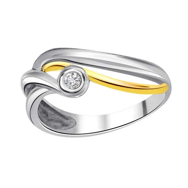 Two Tone Gold Solitaire Real Diamond 18K Ring (SDR1615)