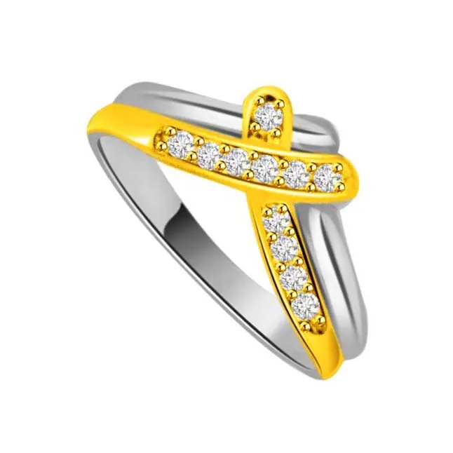 0.11 cts Fancy Diamond Two Tone 18K rings