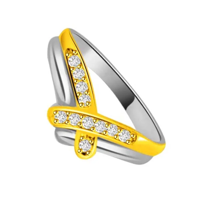 0.11 cts Fancy Diamond Two Tone 18K rings