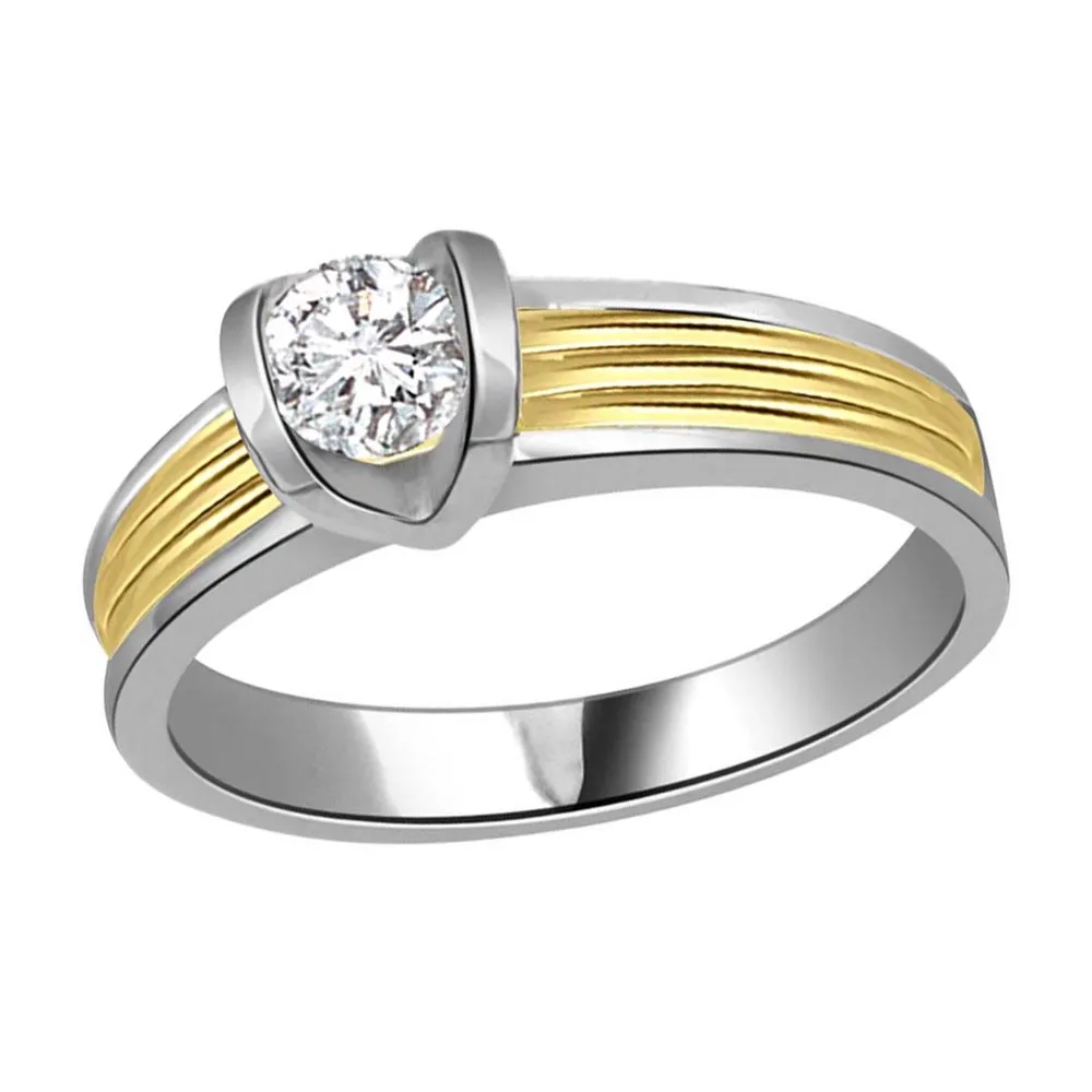 0.07 cts Solitaire Diamond Two Tone 18K Engagement rings