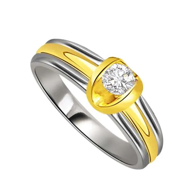 Real Diamond Two Tone Solitaire 18kt Ring (SDR1627)