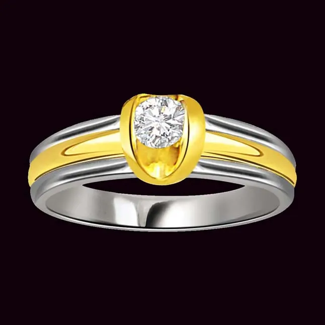 Real Diamond Two Tone Solitaire 18kt Ring (SDR1627)