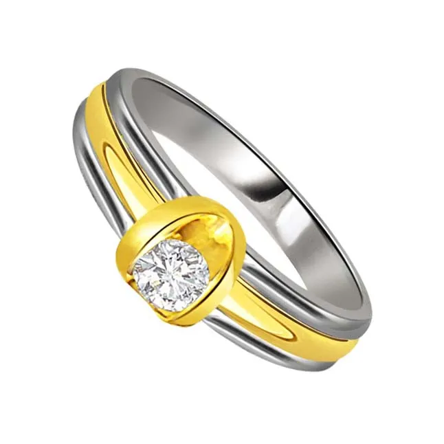 Real Diamond Two Tone Solitaire 18kt Ring (SDR1627)