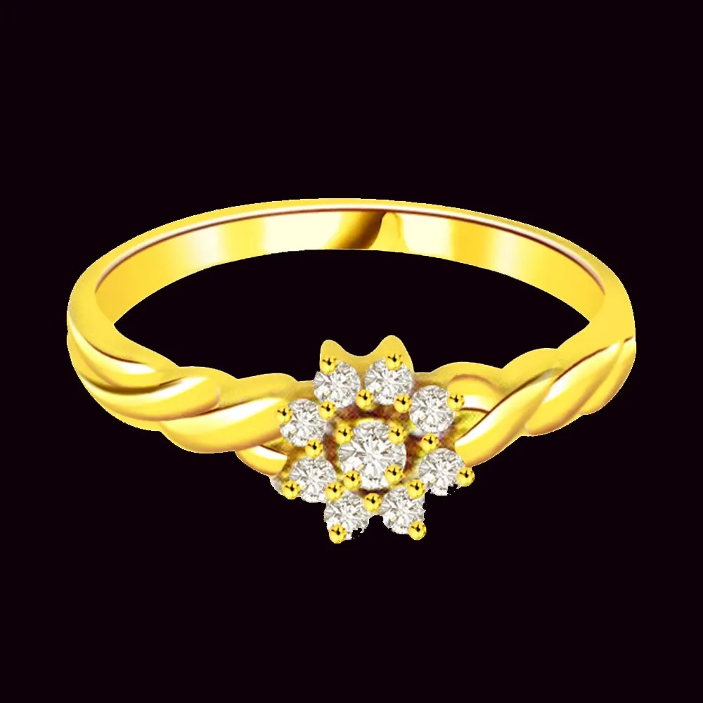 Flower Shape Diamond 18K rings