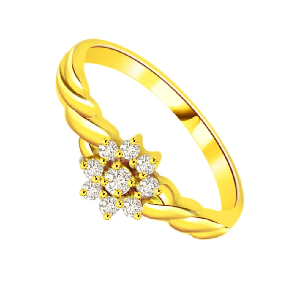 Flower Shape Diamond 18K rings