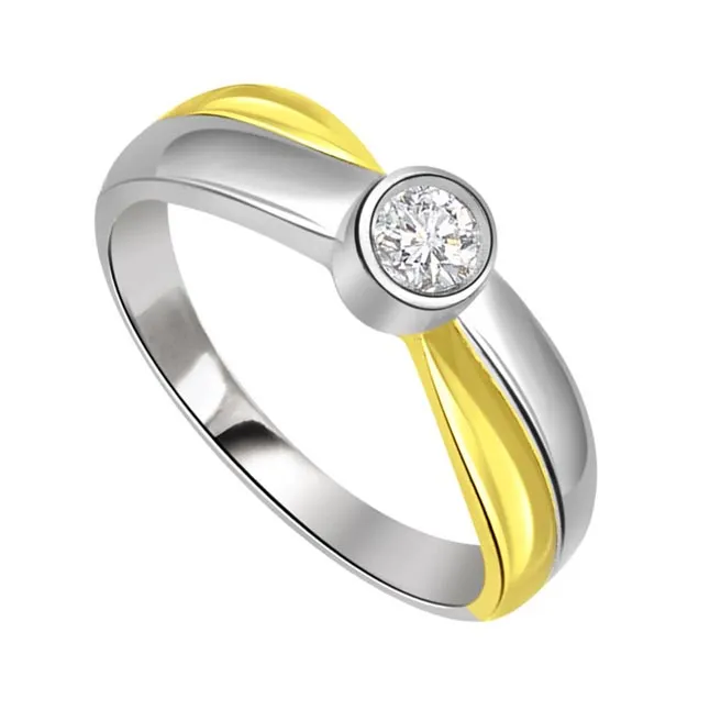 0.15 cts Two Tone Solitaire Diamond 18K rings