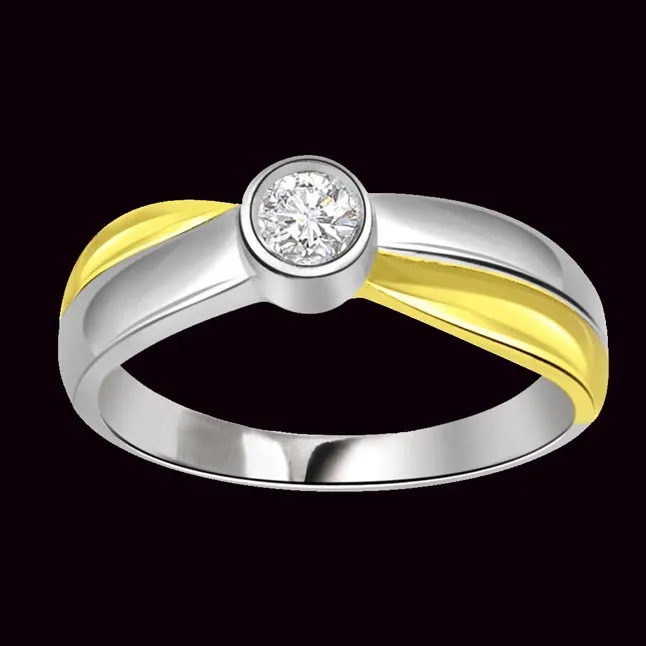 0.15 cts Two Tone Solitaire Diamond 18K rings