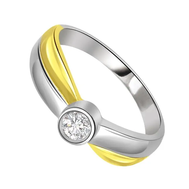 0.15 cts Two Tone Solitaire Diamond 18K rings