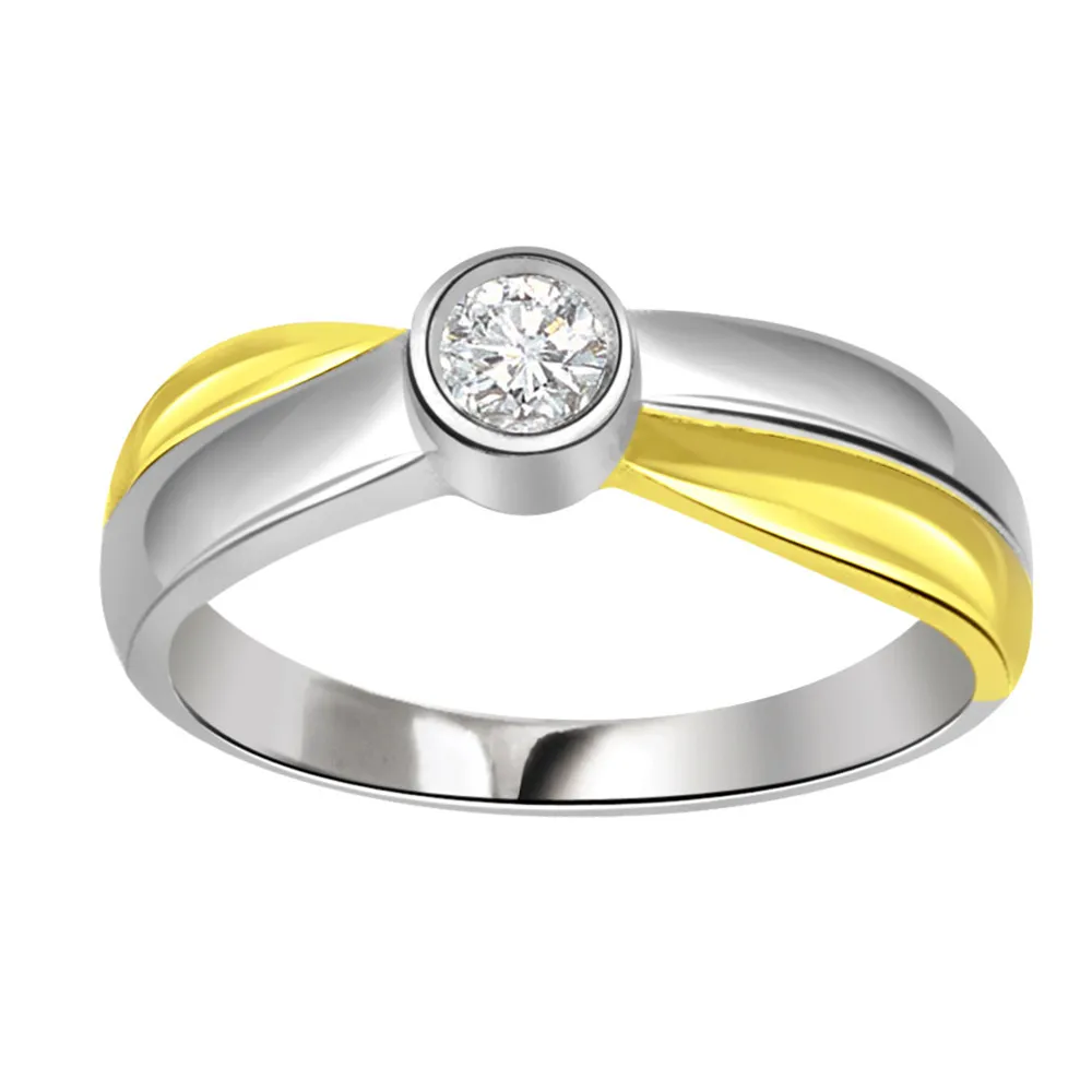 0.15 cts Two Tone Solitaire Diamond 18K rings
