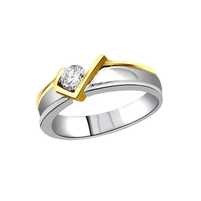 Fancy Solitaire Real Diamond Two Tone Ring (SDR1644)